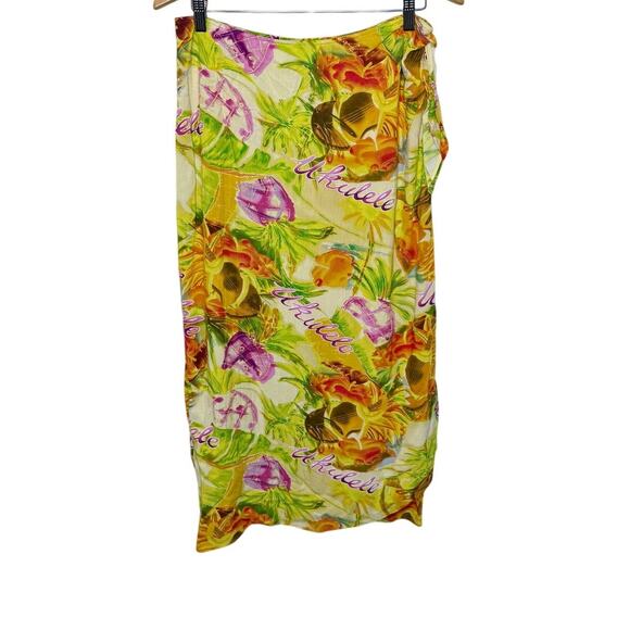 Jams World Dresses & Skirts - JAMS WORLD Women's L Wrap Maxi Skirt Hawaiian Ukulele Copyright Pattern Yellow